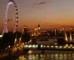A view of the Thames and the London Eye at night from London Theatre Breaks 2013